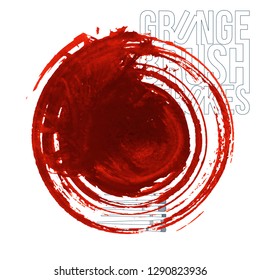 Red brush stroke and texture. Grunge vector abstract hand - painted element. Underline and border design.