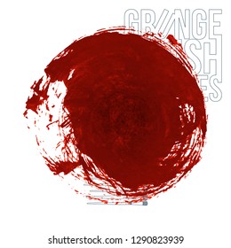 Red brush stroke and texture. Grunge vector abstract hand - painted element. Underline and border design.