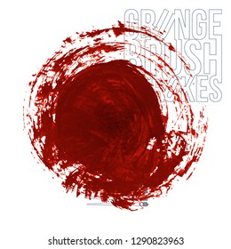 Red brush stroke and texture. Grunge vector abstract hand - painted element. Underline and border design.
