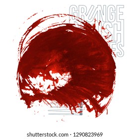 Red brush stroke and texture. Grunge vector abstract hand - painted element. Underline and border design.