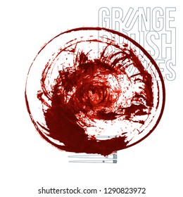 Red brush stroke and texture. Grunge vector abstract hand - painted element. Underline and border design.
