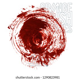 Red brush stroke and texture. Grunge vector abstract hand - painted element. Underline and border design.