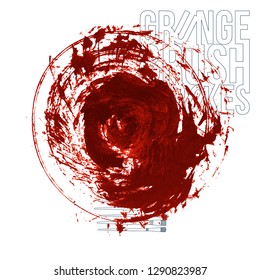 Red brush stroke and texture. Grunge vector abstract hand - painted element. Underline and border design.