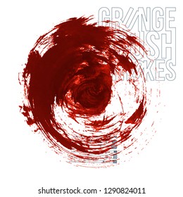 Red brush stroke and texture. Grunge vector abstract hand - painted element. Underline and border design.