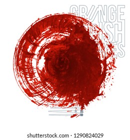 Red brush stroke and texture. Grunge vector abstract hand - painted element. Underline and border design.