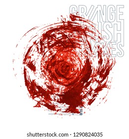 Red brush stroke and texture. Grunge vector abstract hand - painted element. Underline and border design.