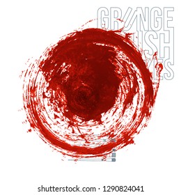 Red brush stroke and texture. Grunge vector abstract hand - painted element. Underline and border design.