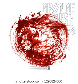 Red brush stroke and texture. Grunge vector abstract hand - painted element. Underline and border design.