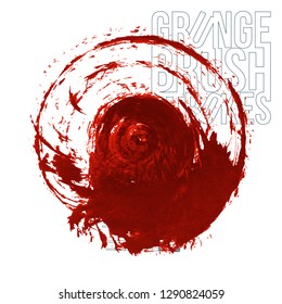 Red brush stroke and texture. Grunge vector abstract hand - painted element. Underline and border design.
