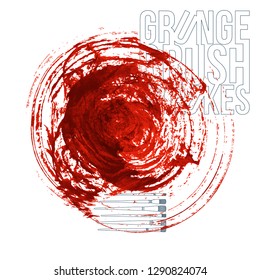 Red brush stroke and texture. Grunge vector abstract hand - painted element. Underline and border design.