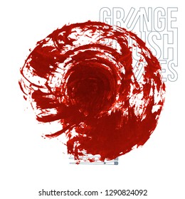 Red brush stroke and texture. Grunge vector abstract hand - painted element. Underline and border design.