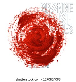 Red brush stroke and texture. Grunge vector abstract hand - painted element. Underline and border design.