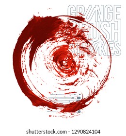 Red brush stroke and texture. Grunge vector abstract hand - painted element. Underline and border design.