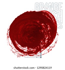 Red brush stroke and texture. Grunge vector abstract hand - painted element. Underline and border design.