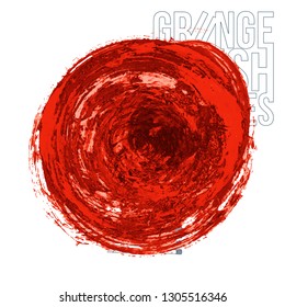 Red brush stroke and texture. Grunge vector abstract hand - painted element. Underline and border design.