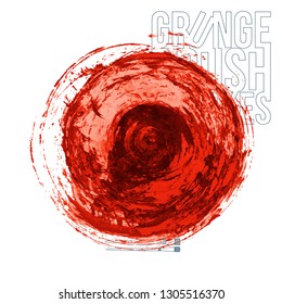 Red brush stroke and texture. Grunge vector abstract hand - painted element. Underline and border design.