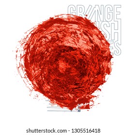 Red brush stroke and texture. Grunge vector abstract hand - painted element. Underline and border design.