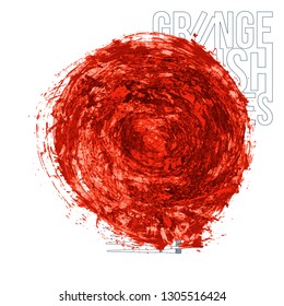 Red brush stroke and texture. Grunge vector abstract hand - painted element. Underline and border design.