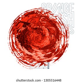 Red brush stroke and texture. Grunge vector abstract hand - painted element. Underline and border design.