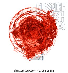 Red brush stroke and texture. Grunge vector abstract hand - painted element. Underline and border design.