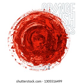 Red brush stroke and texture. Grunge vector abstract hand - painted element. Underline and border design.