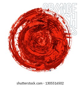 Red brush stroke and texture. Grunge vector abstract hand - painted element. Underline and border design.
