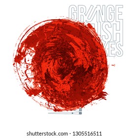 Red brush stroke and texture. Grunge vector abstract hand - painted element. Underline and border design.