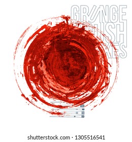 Red brush stroke and texture. Grunge vector abstract hand - painted element. Underline and border design.