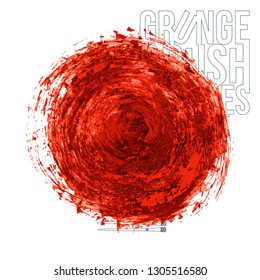 Red brush stroke and texture. Grunge vector abstract hand - painted element. Underline and border design.