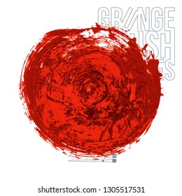 Red brush stroke and texture. Grunge vector abstract hand - painted element. Underline and border design.