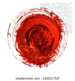 Red brush stroke and texture. Grunge vector abstract hand - painted element. Underline and border design.