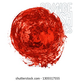 Red brush stroke and texture. Grunge vector abstract hand - painted element. Underline and border design.
