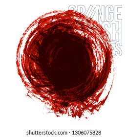Red brush stroke and texture. Grunge vector abstract hand - painted element. Underline and border design.