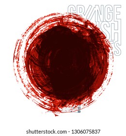 Red brush stroke and texture. Grunge vector abstract hand - painted element. Underline and border design.