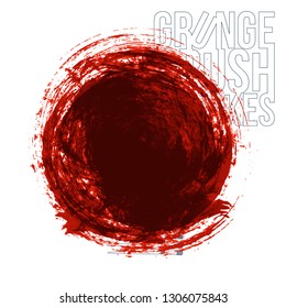 Red brush stroke and texture. Grunge vector abstract hand - painted element. Underline and border design.