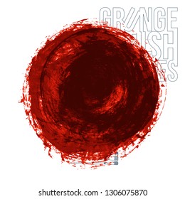 Red brush stroke and texture. Grunge vector abstract hand - painted element. Underline and border design.