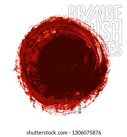 Red brush stroke and texture. Grunge vector abstract hand - painted element. Underline and border design.
