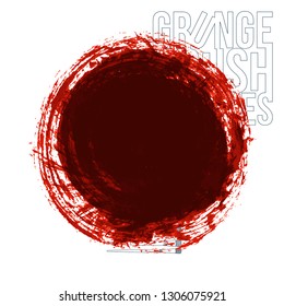 Red brush stroke and texture. Grunge vector abstract hand - painted element. Underline and border design.