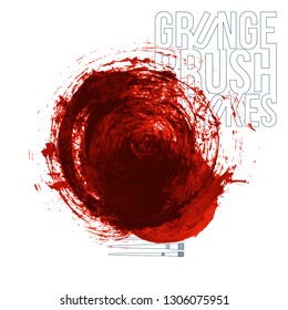 Red brush stroke and texture. Grunge vector abstract hand - painted element. Underline and border design.