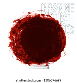Red brush stroke and texture. Grunge vector abstract hand - painted element. Underline and border design.