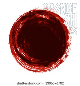 Red brush stroke and texture. Grunge vector abstract hand - painted element. Underline and border design.