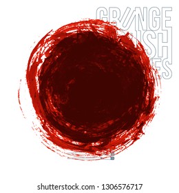 Red brush stroke and texture. Grunge vector abstract hand - painted element. Underline and border design.