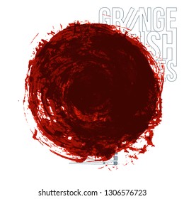 Red brush stroke and texture. Grunge vector abstract hand - painted element. Underline and border design.