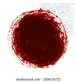 Red brush stroke and texture. Grunge vector abstract hand - painted element. Underline and border design.