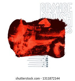Red brush stroke and texture. Grunge vector abstract hand - painted element. Underline and border design.