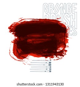 Red brush stroke and texture. Grunge vector abstract hand - painted element. Underline and border design.