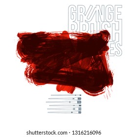 Red brush stroke and texture. Grunge vector abstract hand - painted element. Underline and border design.