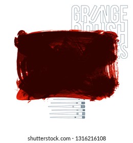 Red brush stroke and texture. Grunge vector abstract hand - painted element. Underline and border design.