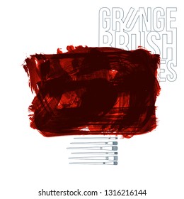 Red brush stroke and texture. Grunge vector abstract hand - painted element. Underline and border design.