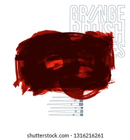 Red brush stroke and texture. Grunge vector abstract hand - painted element. Underline and border design.